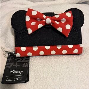 NWT Minnie Mouse Loungefly Wallet- Black and Red w/ white Polka Dots